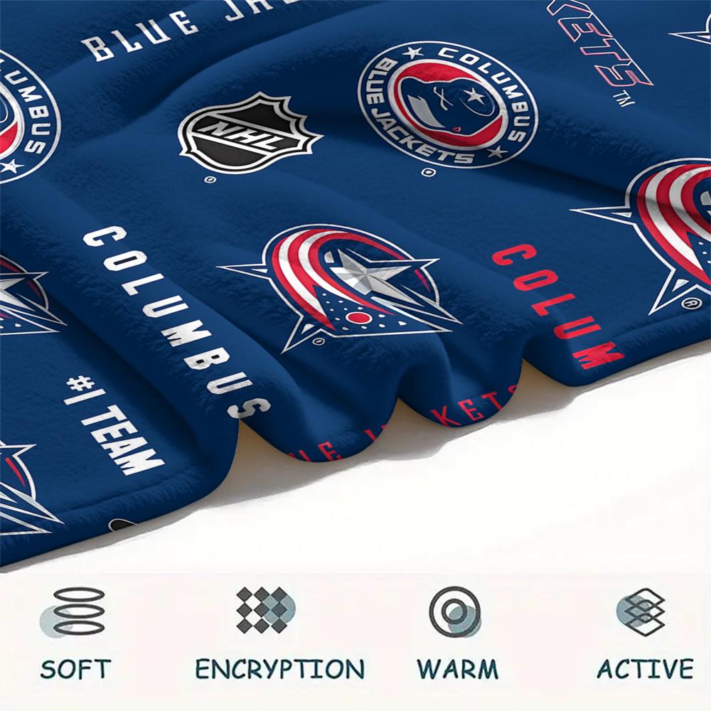 Columbus Blue Jackets Print Flannel Blanket, High quality Comfortable for All Seasons, Home Decor, Warmth and Comfort, Perfect for Christmas Gifts