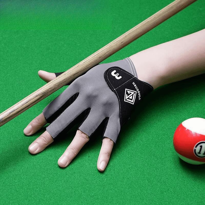 Men's Pink Fingerless Billiards Glove - Non-slip, Breathable, Stylish Three-finger Design, Blue Model