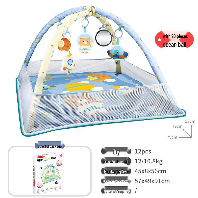 Infant Play Gym with Ocean Ball Crawling Mat for 0-1 Year Olds