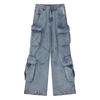 Men Women Loose Straight Leg Denim Pants Water Washed Oversized Cargo Style 2026
