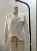 2025 Autumn/Winter Asymmetric Collar Solid Knit Sweater