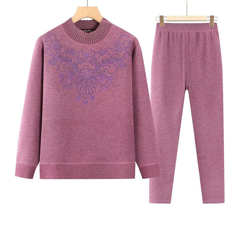 Damen Stickerei Plüsch Thermounterwäsche Set