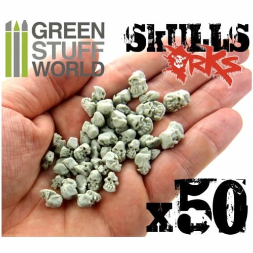 Green Stuff World Oak Skulls, 50-Piece Set, Miniature Accessories, GSWD-1387