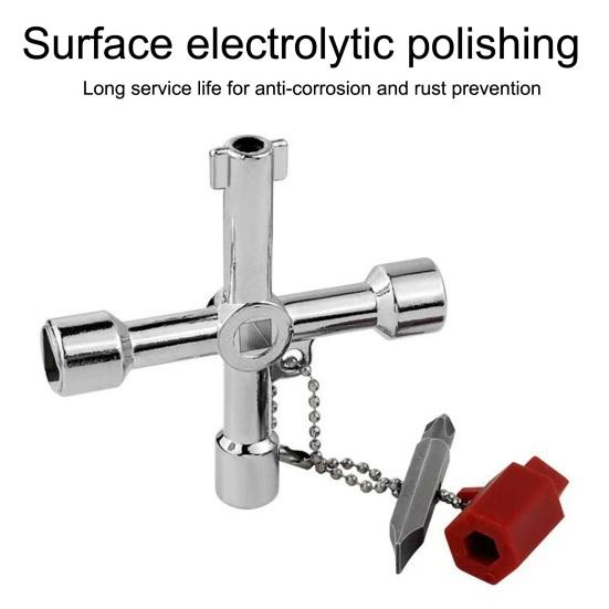 4-in-1 Water Meter Valve Key 4-Way Multi-Functional Water Utility Key High-Strength