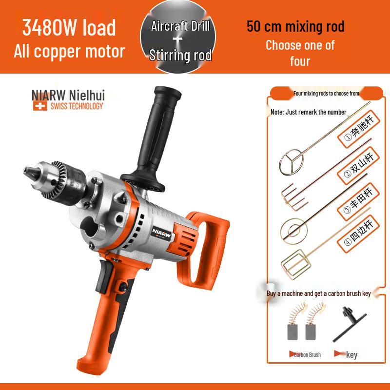 High-Power Electric Drill & Mixer for Concrete, Paint, and Cement