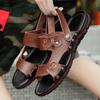 Fashion Summer New Men Sandals Black Brown Flat Heels Lightweight and Comfortable Beach Sandals Slippers British Gentlemen Sandals Large