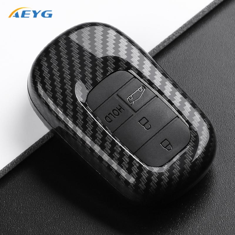 Carbon Fiber Car Key Case Cover For Honda For Civic For Accord For Cr-V For Hr-V For Pilot Pu Accessories
