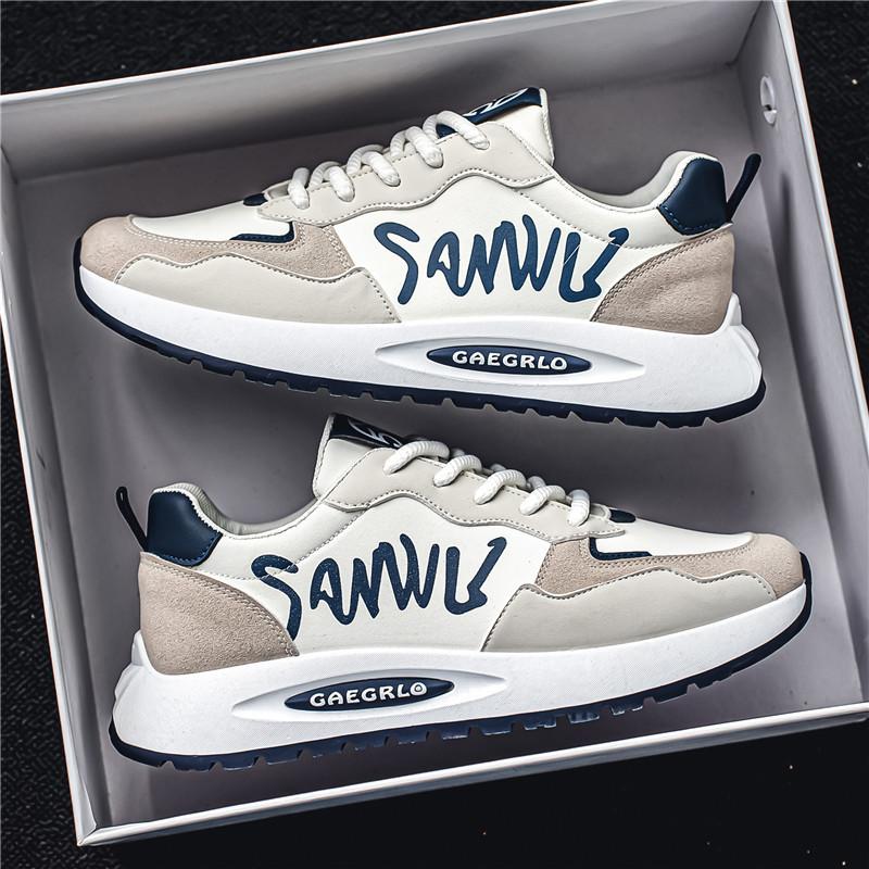 

2024 осень новые мужские кроссовки на платформе, универсальные студенческие кроссовки для бега Forrest Gump, тренд прямых эфиров, кожаные мужские кроссовки 39