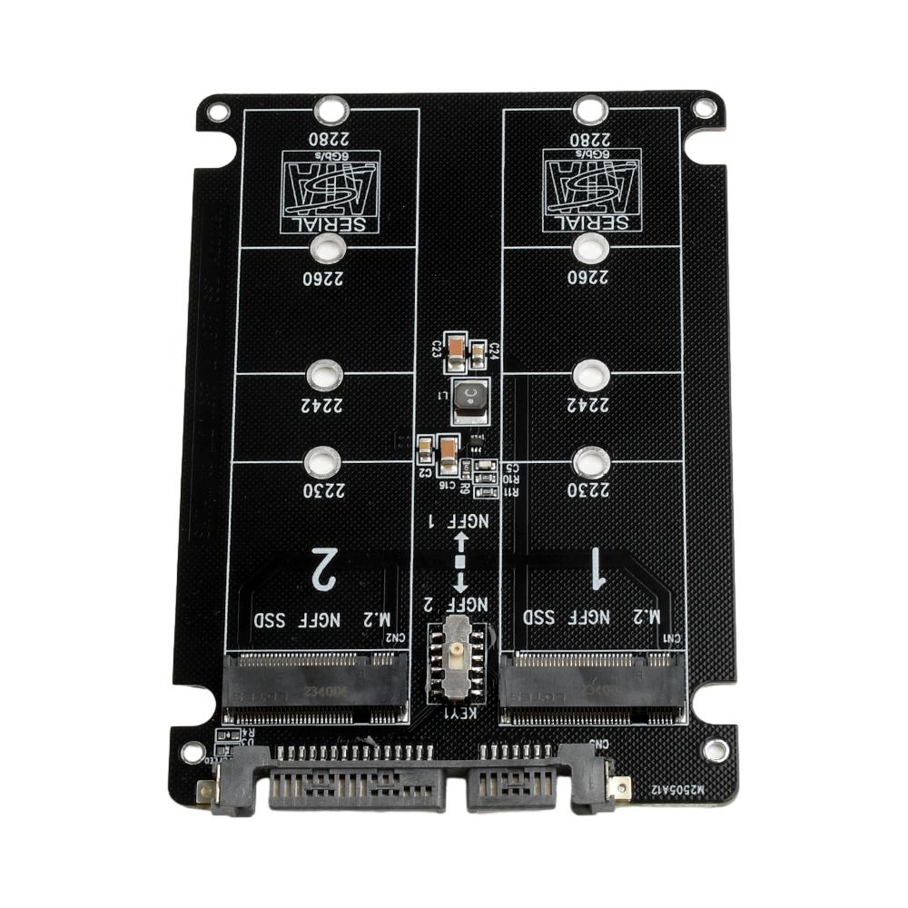 Dual M.2 auf SATA3.0 Adapter M.2 SATA Protokoll SSD Adapter 2 Port NGFF M.2 B-Schlüssel auf SATA 3.0 6Gbps M2 auf SATA Konverter Kartengehäuse