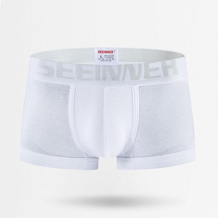 Мужские хлопковые однотонные боксеры в рубчик Seeinner
