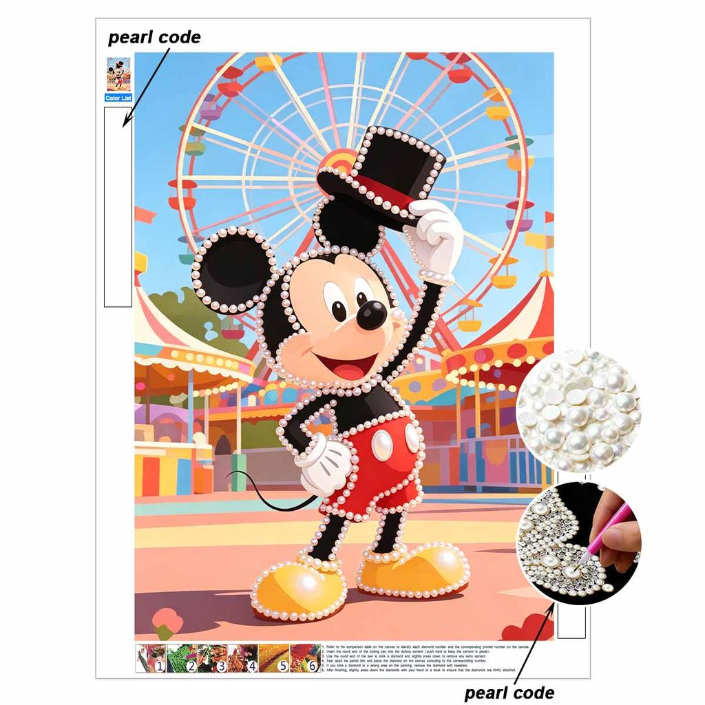Disney Pearl Art Painting Mickey Mouse Carnival Home Wall Decor Art Crafts Handmade DIY Adult/Beginner Gift Creative Home Decor Frameless Wall Art
