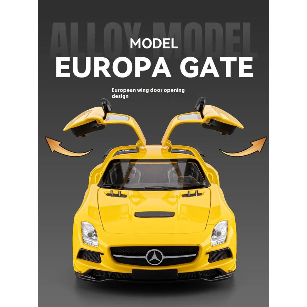 1/24 Alloy BENZ SLS Model Toys, Cool Sound and Light, Exquisite Desktop Ornaments, The Best Collection for Car Model Enthusiasts