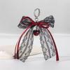 Hollow Pendant Keychain Red Ribbon Cherry Pendant Fashionable Lace Bow Keychain  Holiday Gift
