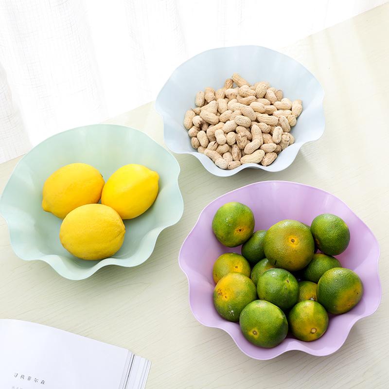 Lotus Leaf Edge Fruit Plate Plastic Candy Plate Living Room European Melon Seed Fruit Pot Snack Fruit Box Household Dried Fruit Plate