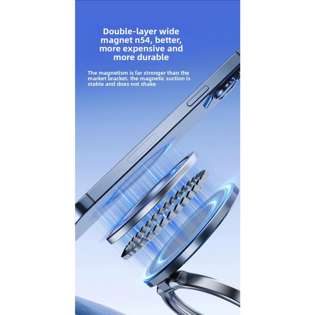 Magnetisk telefonholder for vakuum, Sammenleggbar og justerbar magnetisk telefonholder med enhåndsbetjening, 360° rotasjon Egnet for biler
