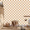 Checkerboard wallpaper white and gold, cream background for living room and bedroom 50x1000