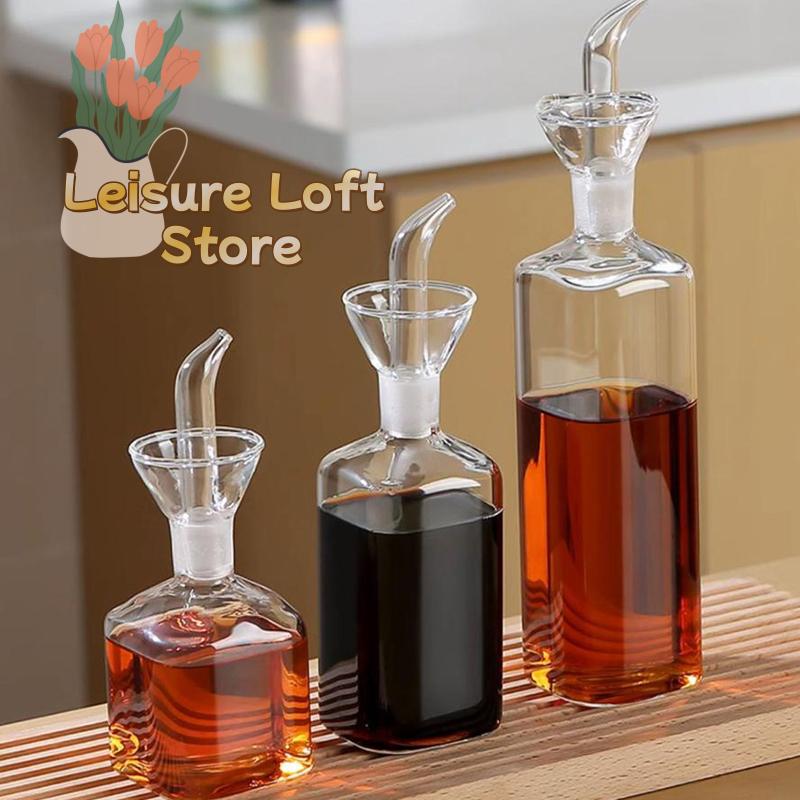 Leak-Proof High Borosilicate Glass Oil Dispenser Airtight Kitchen Bottle Dripless Soy Sauce Vinegar Seasoning Pot for Food
