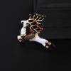 Women Girls Deer Elk Enamel Brooch Corsage Pin Zinc Alloy Rhinestones Breastpin Holiday Christmas Gift