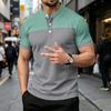 Men's Casual Short Sleeve Polo Shirt Button Placket Stand Collar Slim Fit Lightweight Breathable Fabric Summer Top