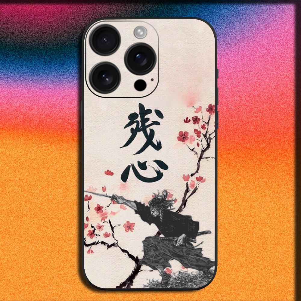 Miyamoto Musashi V-Vagabond Manga Phone Case For iPhone 16,15,14,13,12,11,Pro,XS,Max,XR,Plus,SE,Mini Soft Black Cover