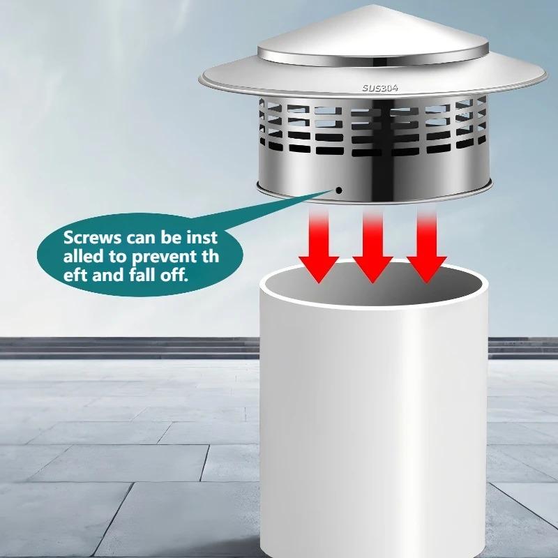 Stainless Steel Ultralight Chimney Rain Cap 75/110/160/200mm for Exterior Wall Roof Pipe Air Exhaust Vent Hood