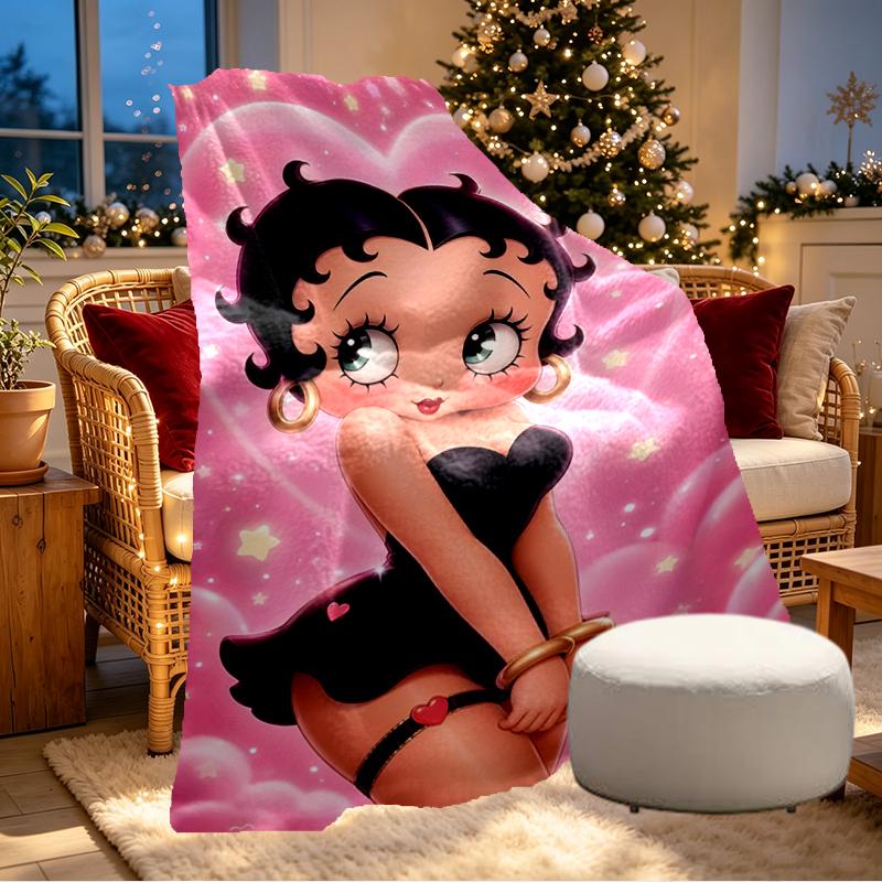 Betty Boop Print Blanket - Soft & Comfortable, for Bedroom, Travel, Sofa, Home Decoration - Birthday Christmas Gift for Friend