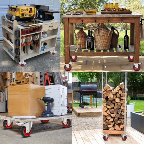 COOWOO 4-inch Caster Set of 4 with Brakes, Heavy-Duty, 450kg Load Capacity, 360-Degree Swivel, Quiet, Mute Series DIY Furniture Replacement Kit, 100mm