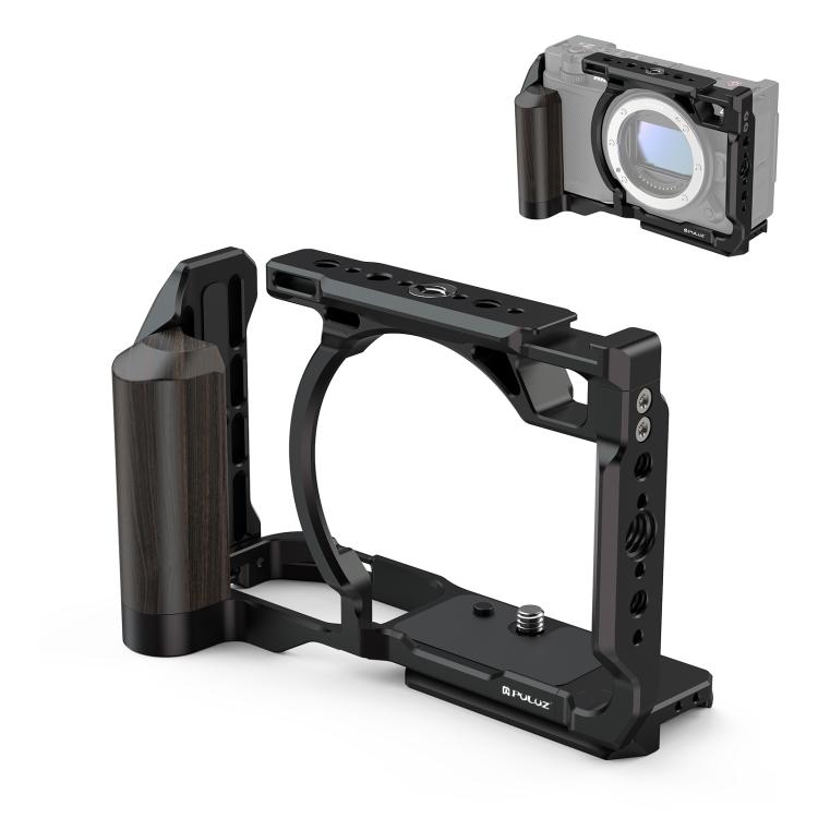 

For Nikon ZR PULUZ Wood Handle Metal Camera Cage Expansion Frame (Black) чёрный