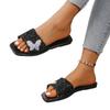 New Sequined One-word Flat-bottomed Butterfly Rhinestone Sandals
