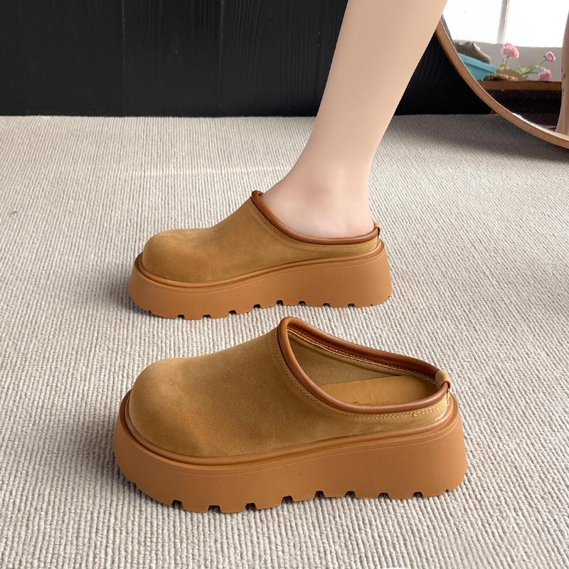 Mode CRLAYDK Damen Plateaupantoletten Freizeitschuhe Geschlossene Zehenpartie Slip-On Rückenfrei Verschleißfest Walking Erhöhen Höhe Hausschuhe