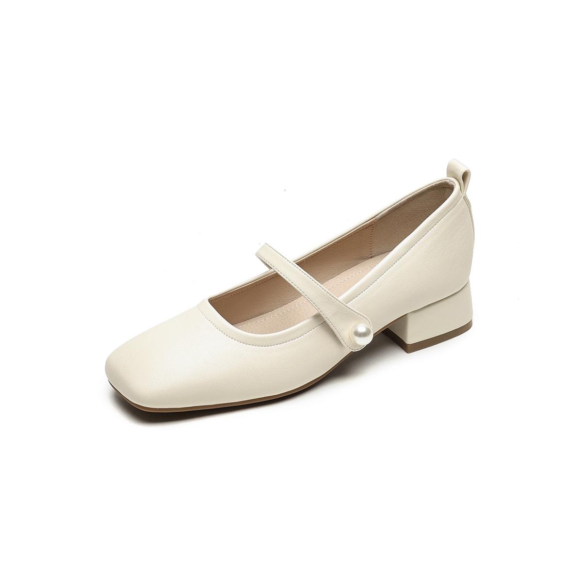 

Женские туфли-лодочки с квадратным носком, осенние, с открытым верхом, на среднем толстом каблуке, Мэри Джейн 42 абрикосовый