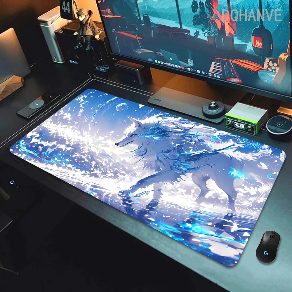 Fox Large Gaming Mousepad XXL Gamer Mouse Pad Office Long Table Accessories Mouse Mat Kawaii Desk Mat For Girl Decorates Bedroom