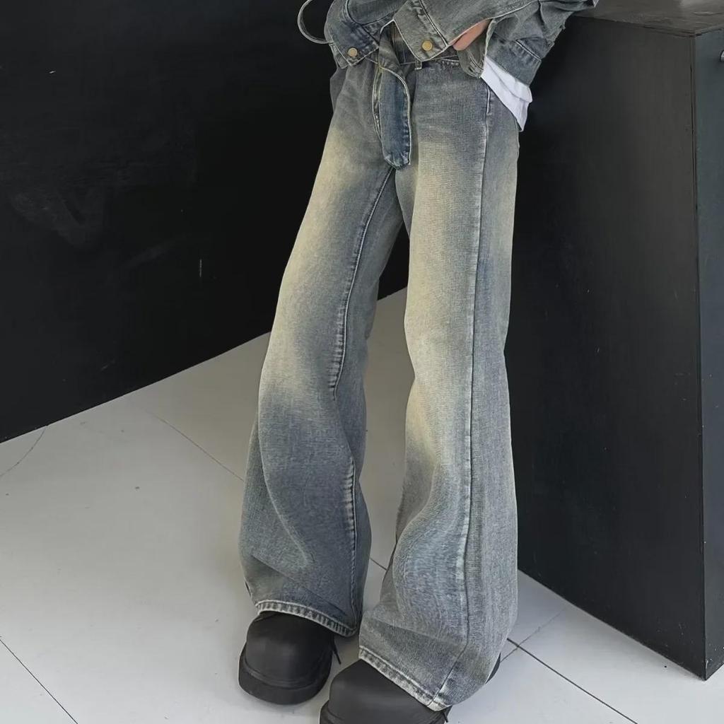 Unisex Hong Kong Style Jeans: Trendy Spring & Autumn Designs, Loose Straight-Leg & Slightly Flared Trousers