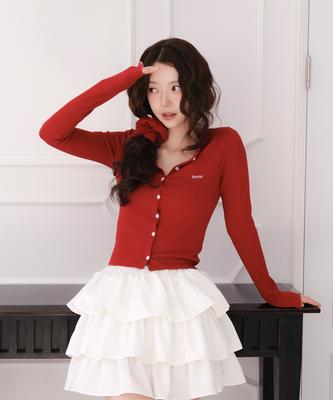 Iseeae First Love Cardigan (Red) + Scrunchie Set