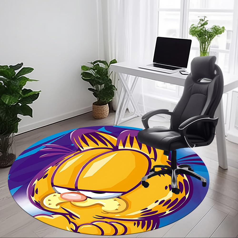 1pc Garfield Chair Carpet for Office Non-Slip, Soft & Comfortable, Carpet for Office, Gaming, Lightweight Round Floor Mat yy251021049