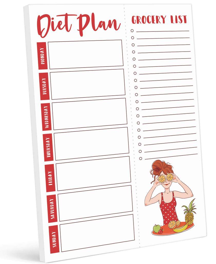 Inkdotpot Weekly Meal Planner Notepad 7"x10 , "Kitchen Menu" Magnetic Meal Planning Pad with Tear Off Grocery S-54 Sheets