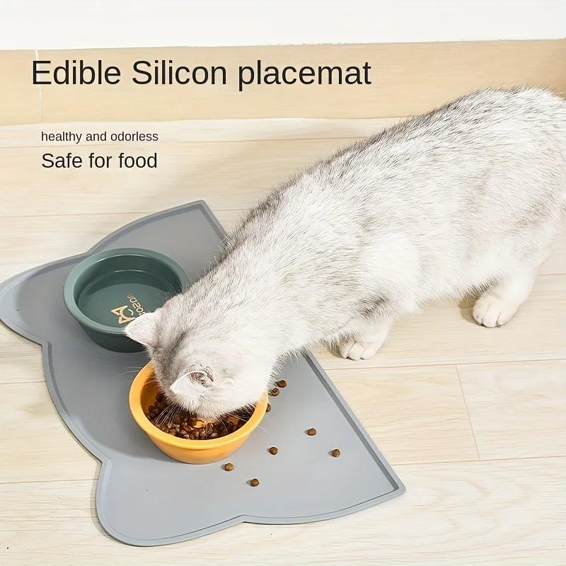 Waterproof Silicone Pet Feeding Mat - Thin with Raised Edge, Food/Bowl Placemat for Dogs & Cats, Anti-Spill
