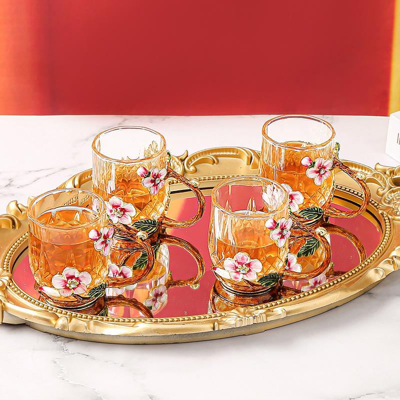 Teacup Plum Blossom Enamel Color Kung Fu Tea Set Tea Separation Teapot Small Teacup High Temperature Resistant Kettle