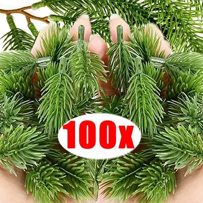 100/50/10 Pieces Artificial Pine Needles Plants Plastic Christmas Tree Garland DIY Pine Branches for Wedding Home Decoration
