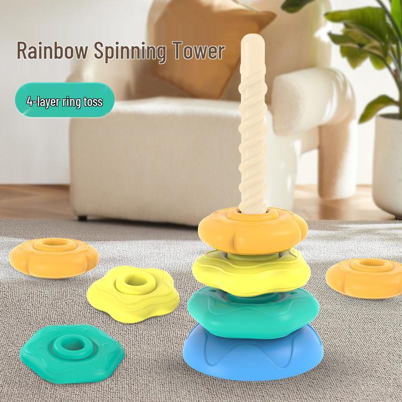 

Радужная пирамидка: Вращающаяся игрушка для малышей от 6 месяцев до 2 лет - Развивающая и веселая
