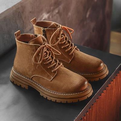 Stivali da lavoro classici retrò da uomo in pelle scamosciata da uomo Stivaletto alla caviglia corto stile britannico Stivali desertici da uomo Scarpe casual alte