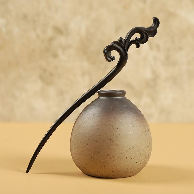 Antike Haarnadel Shen Guibao Ebenholz Haarnadel Geschnitzte Perlen Haarnadel Cheongsam Hanfu Accessoires Tägliche Scheibe Haar Kopfschmuck