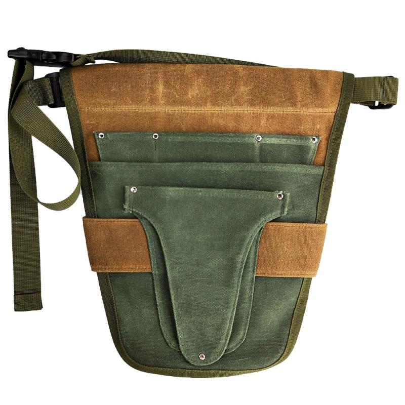 Garden Tool Belt for Women Men Waxed Canvas Tool Belt Bag Gardener Farmer Tools Waist Pouch for Electrician Carpenter