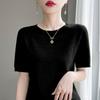 Spring Autumn Women Sweater O-Neck Cashmere Pullover Basic Short Sleeve Clothing Comfort Top Casual Solid