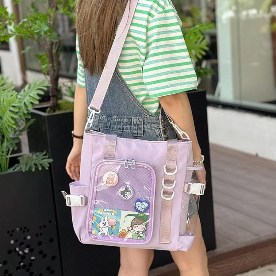 Girl Clear Pocket Large Itabag Japanese Ulzzang Nylon Single Shoulder Crossbody Bags Gift For Friends Women's Handbag Pain bag