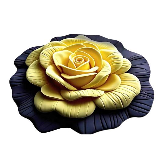 Yousheng Diatomaceous Earth Floor Mat 3D Realistic Flower Pattern Non-Slip Backing Door Mat Living Room Bathroom Kitchen Absorbent Mat