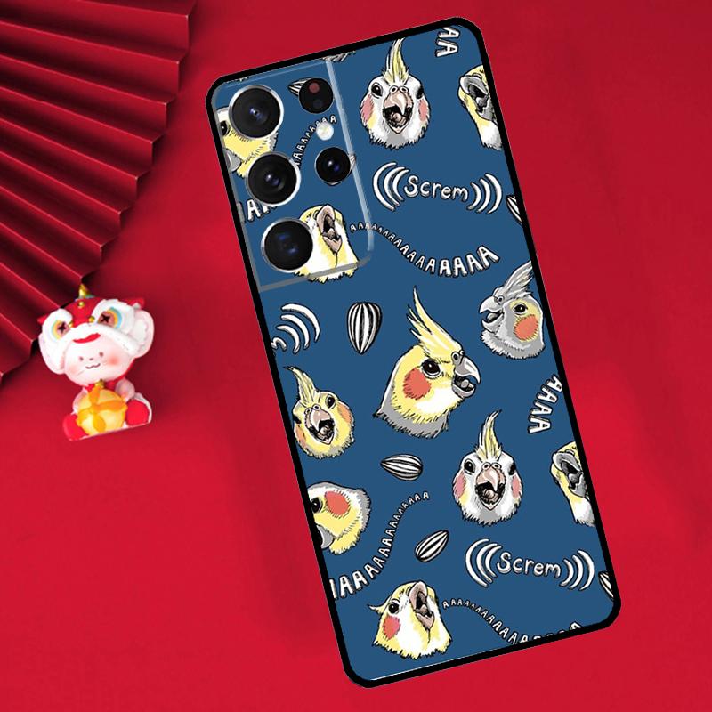 Cartoon Cockatiel Collage Case For Samsung Galaxy S25 S26 Ultra S22 S23 S24 Ultra S20 S21 Plus S10 S25 FE Cover Funda