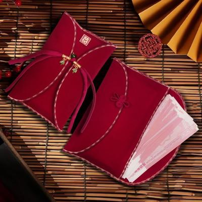 Best Wishes Cloth Chinese Red Envelope Traditional HongBao Wedding Money Bag Large Capacity Red Lucky Packet Graduation Dinner
