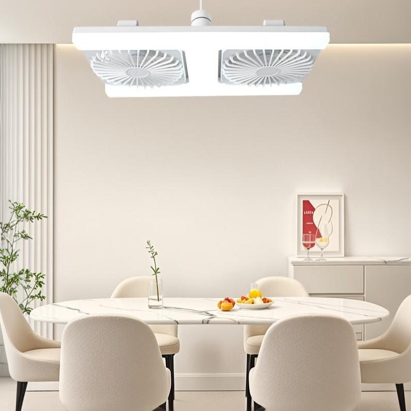 60W Low Ceiling LED Ceiling Fan Light with Remote E27 Socket Dual Fans Energy Saving for Kids Room Home Renovation