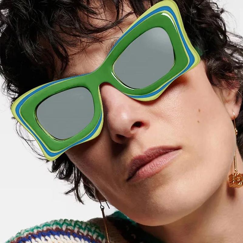 European American Style Sun Glasses for Women Cat Eye Patchwork Color Men Sunglasses Stage Performance Female Sun Glass